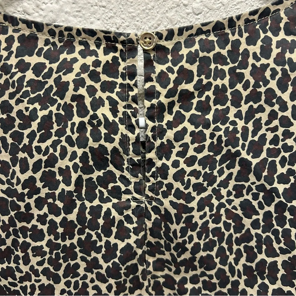 J. Crew Leopard Puff Sleeve Cotton Top Size M